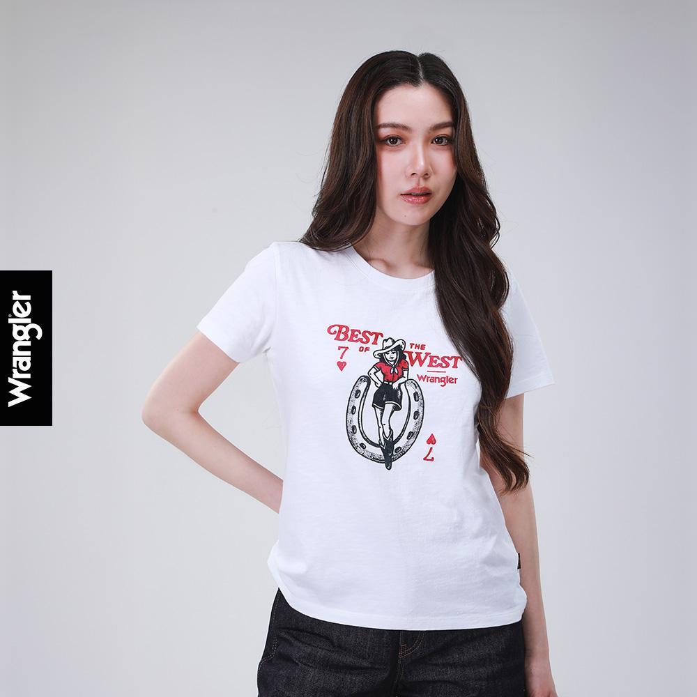 WRANGLER เสื้อยืดแขนสั้นผู้หญิง คอลเลคชั่น Wrangler Legends รุ่น WR S126WTSSN01 สีครีม