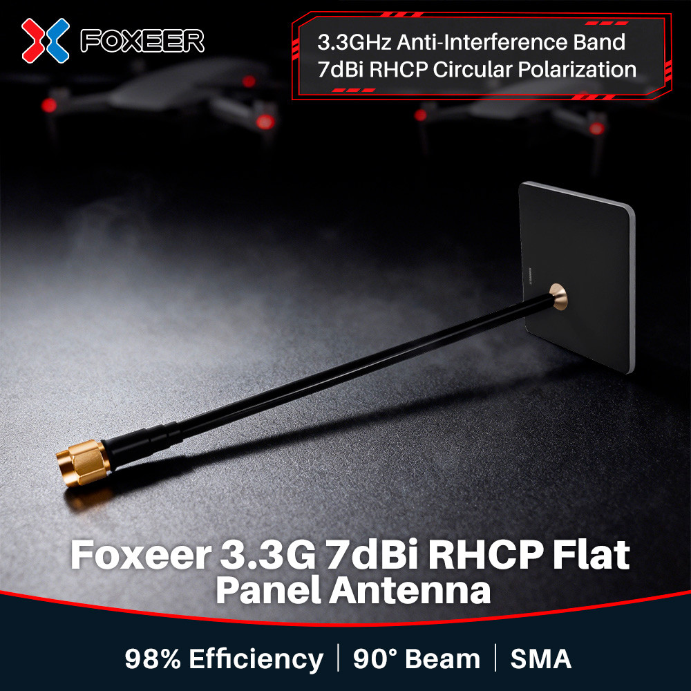 Foxeer 3.3G 7dBi RHCP Patch Directional Flat Panel Antenna High Efficiency SMA Connector 90 Degree B
