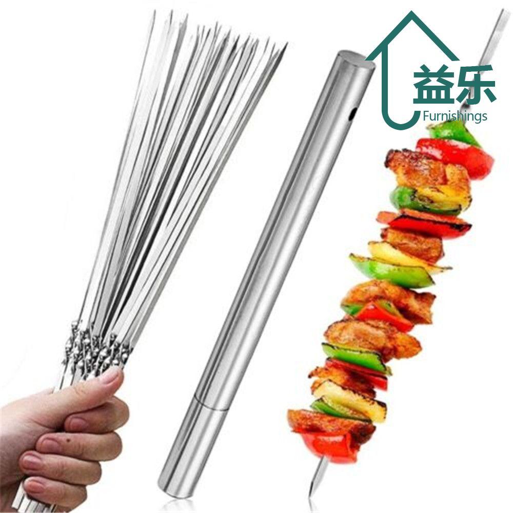 ANTINON 20 ชิ้นสแตนเลสบาร์บีคิว Skewers นํากลับมาใช้ใหม่แบน Kabob BBQ Sticks