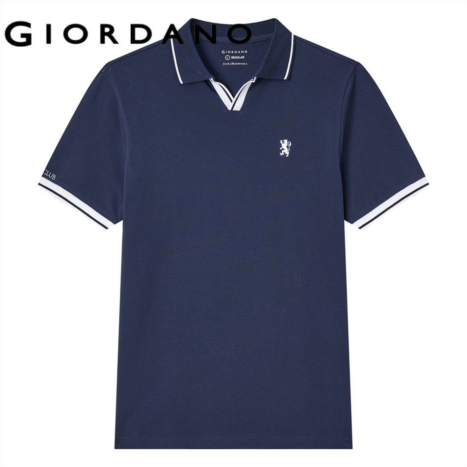 GIORDANO قميص بولو رجالي قطن بياقة V — صورة 4