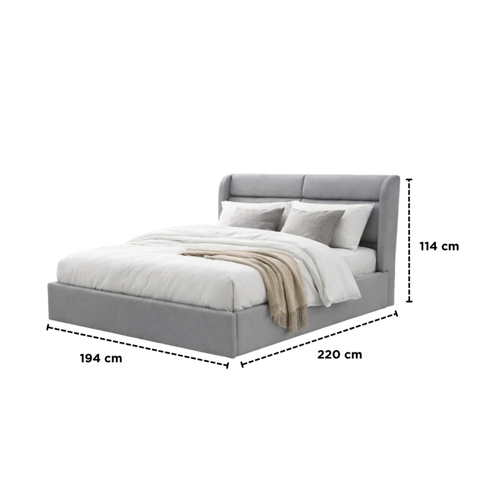 Koncept Furniture เตียงนอน ขนาด 6 ฟุต รุ่น Grei สีเทา (194x220x114 ซม.) แบรนด์ KONCEPT FURNITURE