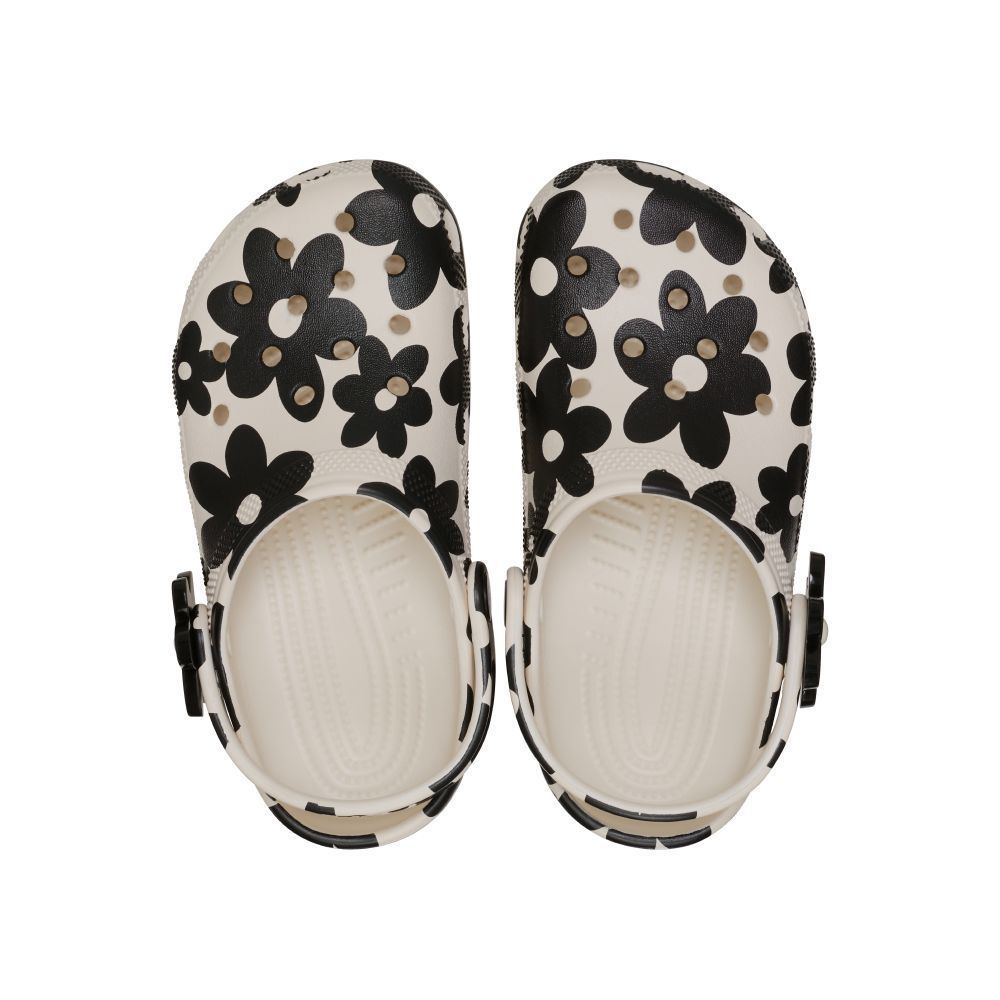 CROCS حذاء أطفال Classic Pop Petals — أبيض وأسود — صورة 5