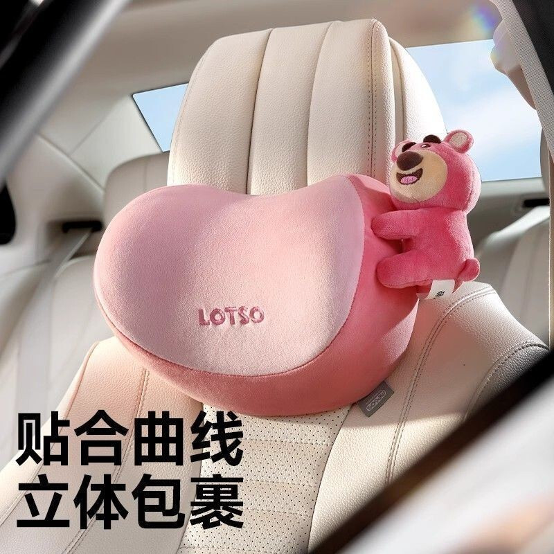 พนักพิงศีรษะรถขับรถคอหมอนรถสตรอเบอร์รี่หมีหมอนรถที่นั่งรถหลักขับรถรถ หมอนHT99 5FRB