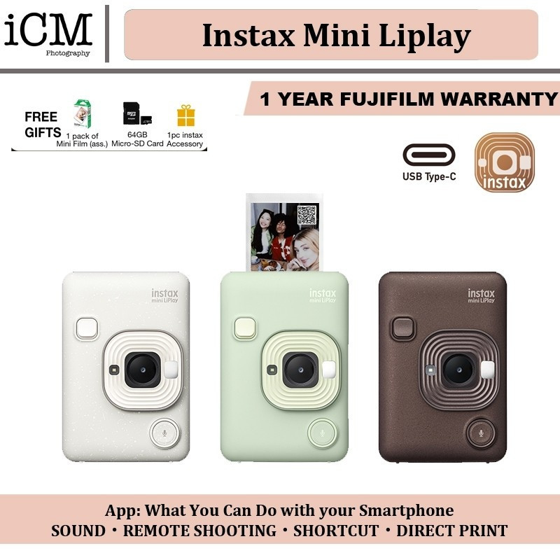FUJIFILM TAX ni LiPlay Hybrid tant Camera เครื่องพิมพ์สมาร์ทโฟน 1 ปี WarrantyTH99 U04Z