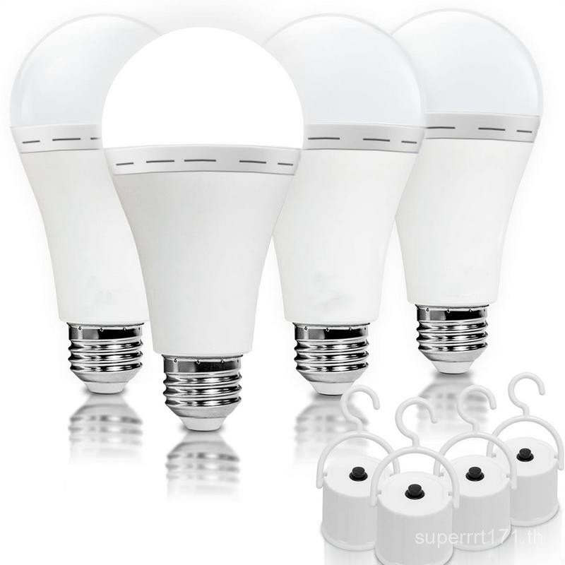 4 Pack Rechargeable Emergency Light Bulbs A19, Camping Lamp Battery Powered LED Light Bulb 6000K Day