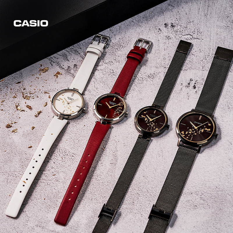 Casio casio Flagship Store Gold Foil Series Gift Box Business Watch Female casio Official ของแท้ SHE