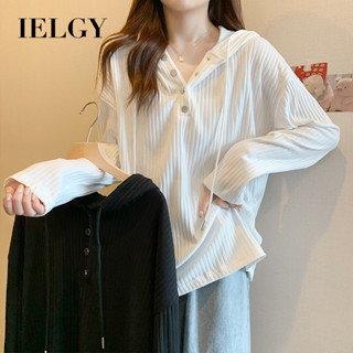 อิลกี้ เสื้อกันหนาวมีฮู้ดสีทึบสําหรับผู้หญิงหลวมและอเนกประสง…