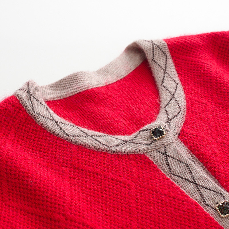 เสื้อกันหนาวสำหรับคนวัยทำงานและผู้สูงอายุ แบบกะrdiแกนรอบคอกำลังดีจากผ้าขนสัตว์