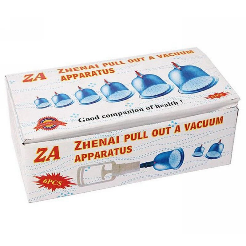 Helthy Care 6 ชิ้น Hijama ถ้วยจีนสูญญากาศ Sucker Kit ดึงอุปกรณ์ Therapy ผ่อนคลายนวด Curve ดูด Jar ปั