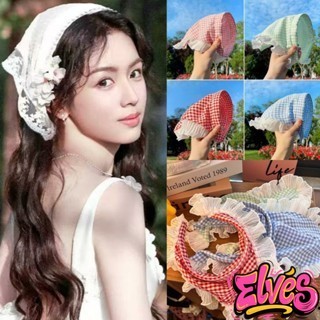 Elves พร้อม💟 ผ้าคลุมศีรษะ ทรงสามเหลี่ยม ที่คาดผม เครื่องประดับผม คนขี้เกียจ ลูกไม้ ผ้าพันคอ ฝรั่งเศส สไตล์อภิบาล "VO-3"