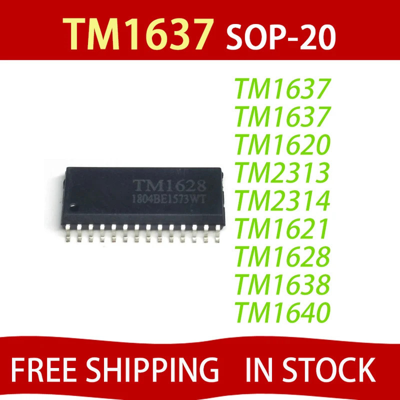 5PCS TM1637 SOP SOP-20 DIP-20 TM1620 TM2313 TM2314 TM1621 TM1628 TM1638 TM1640 TM1616 TM1812 ชิปic