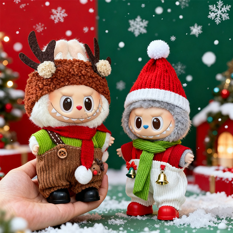 OKcat สําหรับ 17 ซม.Labu ตุ๊กตาเสื้อผ้าเสื้อกันหนาวคริสต์มาส Jumpsuit สําหรับ labu V1 V2 V3 ตุ๊กตาคริสต์มาสชุดอุปกรณ์เสริม