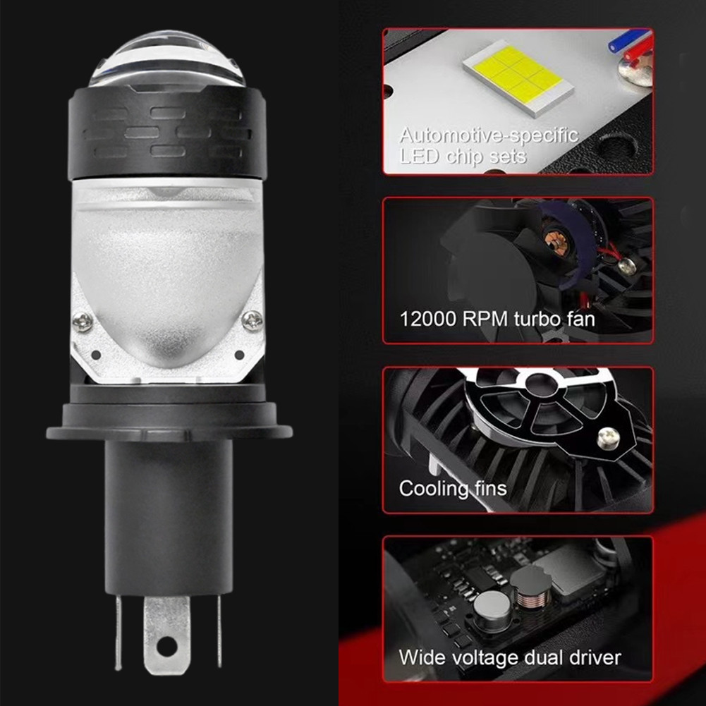 1PC ไฟโปรเจคเตอร์ LED Bilens Utama H4 บิล 60W AC DC 12-80V พร้อมพัดลมระบายความร้อน