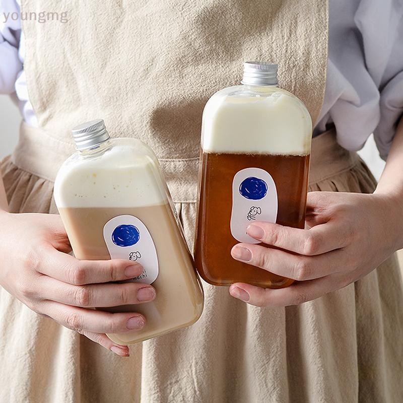 [YG] 400ML ขวดพลาสติกสําหรับเครื่องดื่มภาชนะเก็บขวดน้ําดื่มขวดน้ําพลาสติกพร้อมฝาปิดหมวก TH