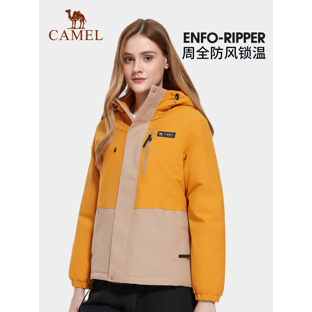 Camel Official Flagship Store Quilted Jacket อินเทรนด์ Contrast Color Cushion Jacket ผู้ชายผู้หญิงกล
