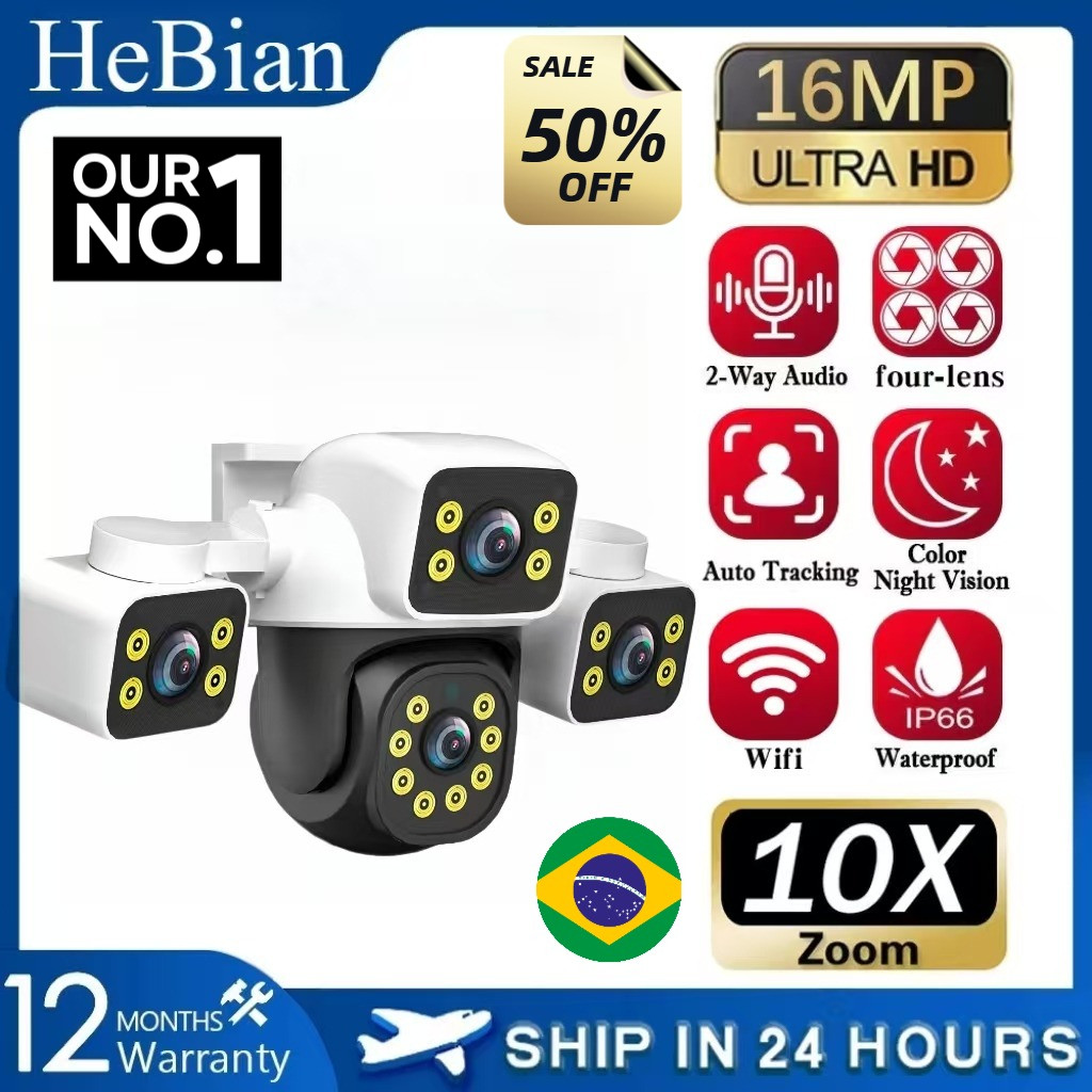 HEBIAN ใหม่ 12MP 8K 3 เลนส์ 10x ซูมออปติคอลกันน้ํากลางแจ้งกล้องวงจรปิด WIFI การเชื่อมต่อโทรศัพท์กล้อ