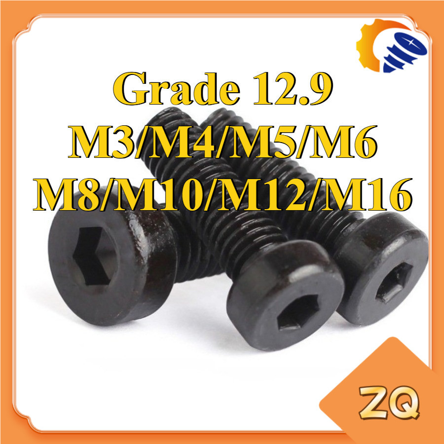 [การจัดส่งพร้อมท์] น็อตหัวจมบาง สกรูหัวจมหกเหลียม หัวสั้น น็อตหัวจมบาง เกรด 12.9 แข็งพิเศษ เกลียวมิล