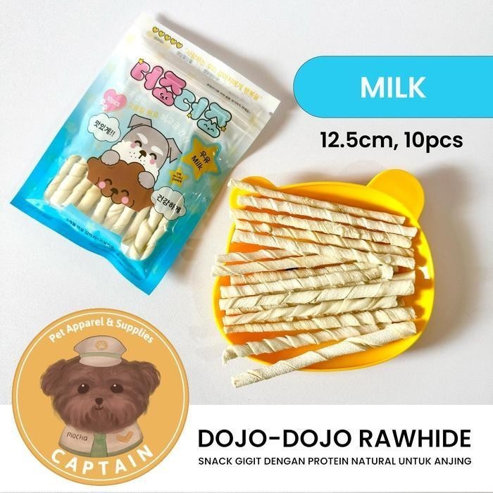 [31] DOJO DOJO RAWHIDE TWISTED STICK DOG BITE SNACK PET DOG BITE SNACK - MILK