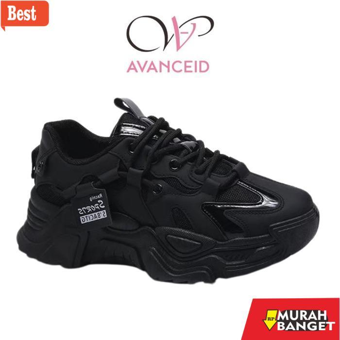 AVANCEID JIWON รองเท้าผ้าใบผู้หญิงโรงเรียนกีฬาสีดําสีขาวยางรองเท้าลําลอง 1868 - สีดํา, 36