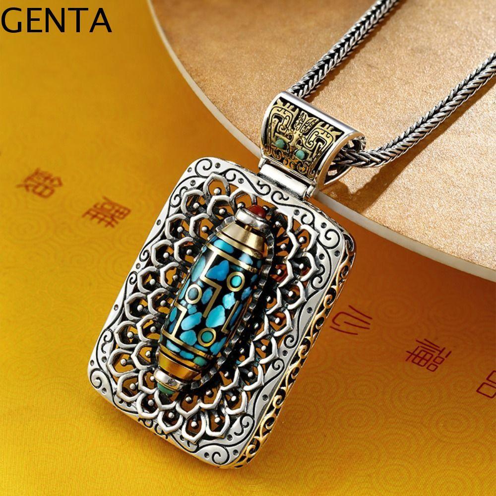จี้สร้อยคอย่านTurquoises วินเทจพร้อมโซ่ สไตล์โบฮีเมียนสำหรับผู้ชายและเด็กผู้ชาย