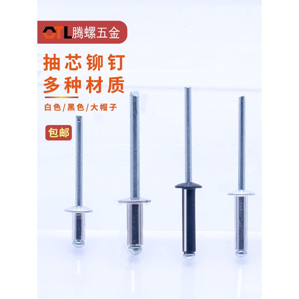 Rivets M2.4 M3.2 M4M5M6 มม.แบนรอบหัวดึง Core ดึง Studs อลูมิเนียมอลูมิเนียมเปิดประเภทดึง Core Rivets