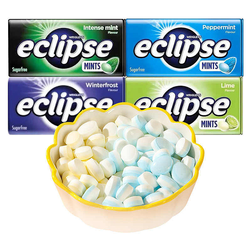 ฮ่องกงนําเข้า ECLIPSE ECLIPSE ลูกอมมิ้นต์คอร์เซ็ตหมากฝรั่งปราศจากน้ําตาลสดชื่นของว่างลมหายใจสดชื่น20