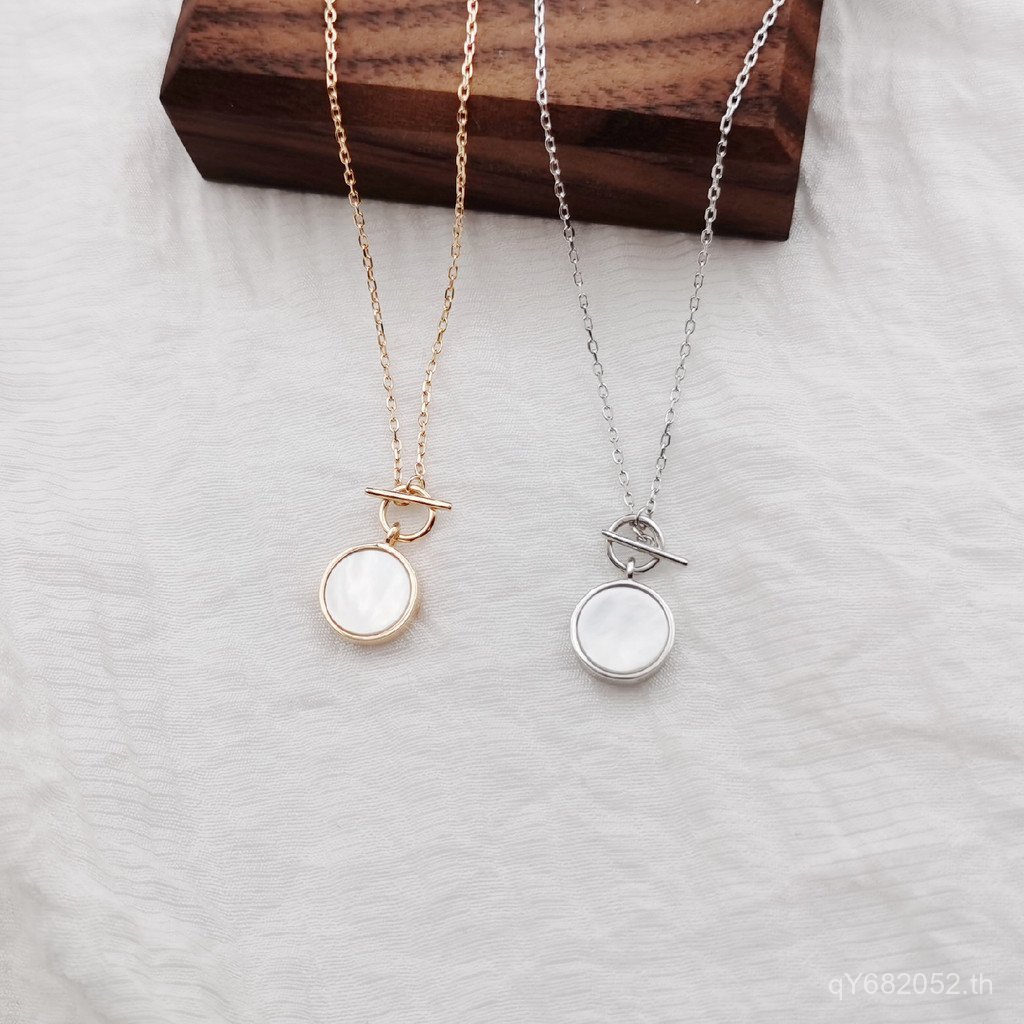 แฟชั่นOTหัวเข็มขัดขายส่งที่เรียบง่ายสเตอร์ลิงเงินกระดูกไหปลาร้าโซ่ธรรมชาติญี่ปุ่นเกาหลีสีขาวแม่-ของ-