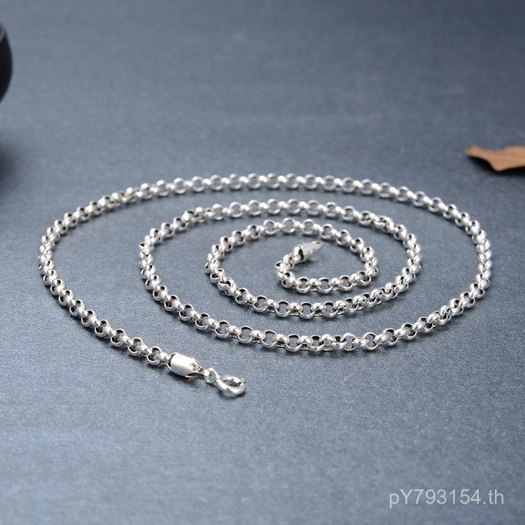 สร้อยคอมุกพร้อมโซ่ O-Ring สเตอร์ลิงแท้ S925 ขนาด 3-4 มม. สำหรับทั้งผู้ชายและผู้หญิง NL1V