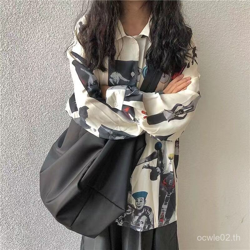 กระเป๋าสะพายข้างผู้หญิงความจุขนาดใหญ่กระเป๋าสะพายข้าง ออลจัง เกาหลีกระเป๋าผู้หญิงสไตล์ฮ่องกงกันน้ํา 