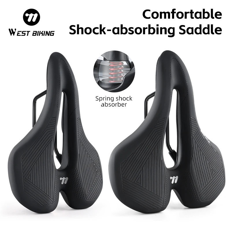 WEST BIKING อานจักรยานPU สบายตัวสำหรับเสือภูเขา ลดแรงกระแทกShock-Absorbing