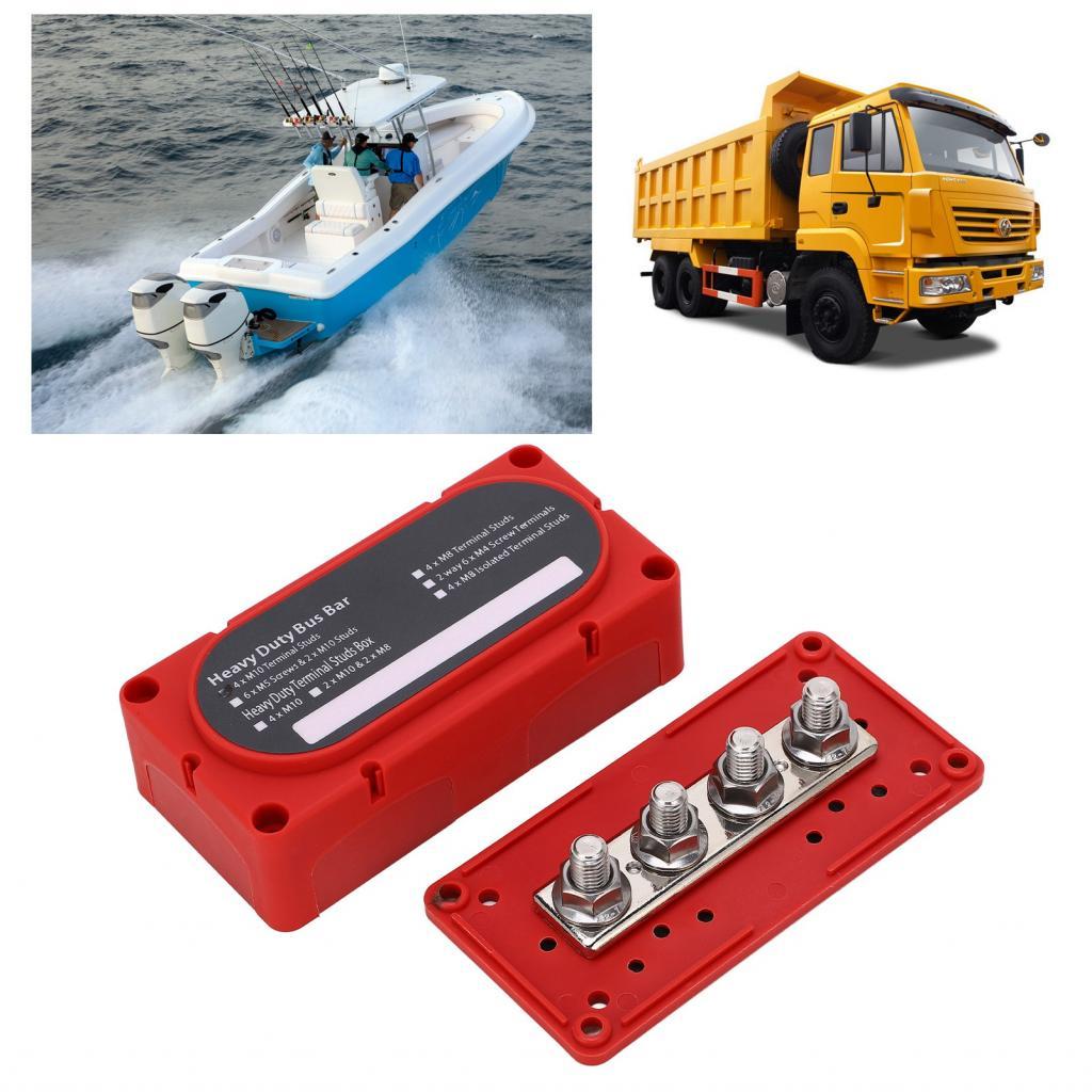 Power Distribution Block สำหรับ 12-48V รถบรรทุก RVs เรือ Marine - DC48V 300A M10x4 Terminal สองแถว B