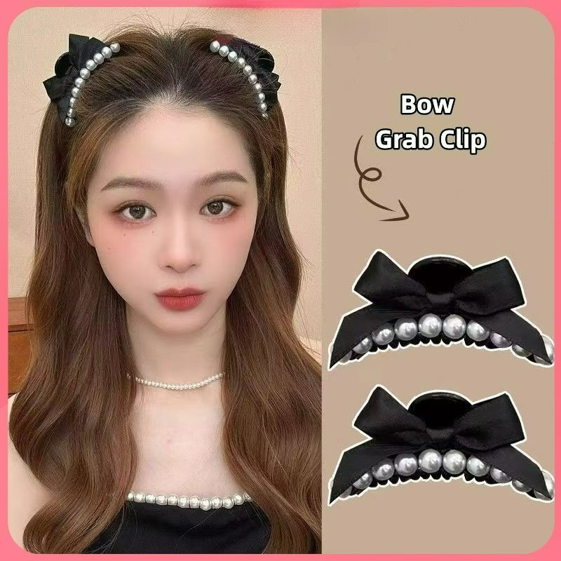 กิ๊บติดผมประดับโบว์มุกสไตล์เกาหลีสำหรับผู้หญิง 1 ชิ้น