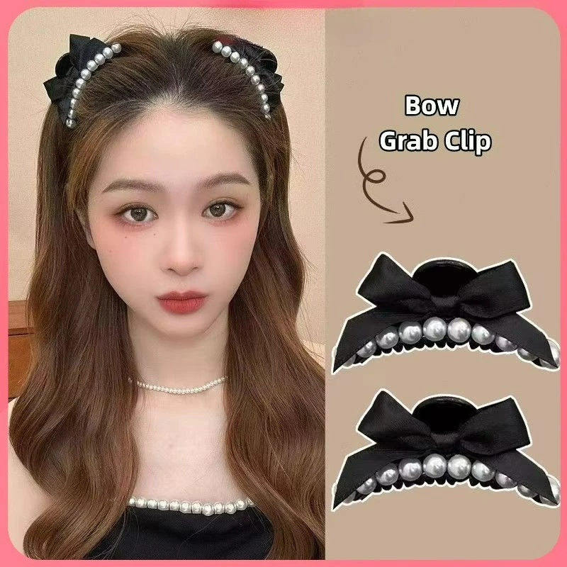 กิ๊บติดผมประดับโบว์มุกสไตล์เกาหลีสำหรับผู้หญิง 1 ชิ้น