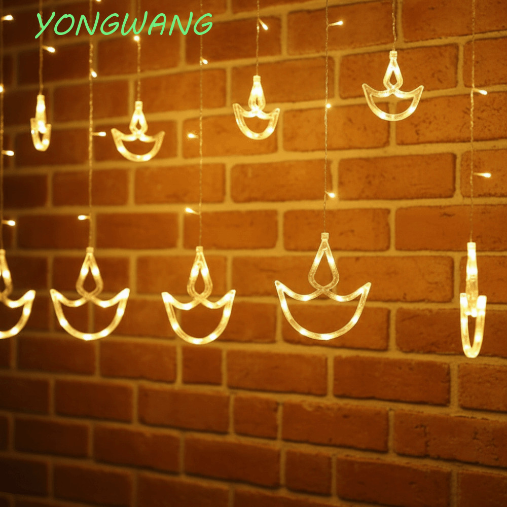YONGWANG Diwali Light, ปลั๊ก USB Brilliant Night Curtain Light, Diwali ตกแต่ง Happy Diwali รูปหัวใจ 