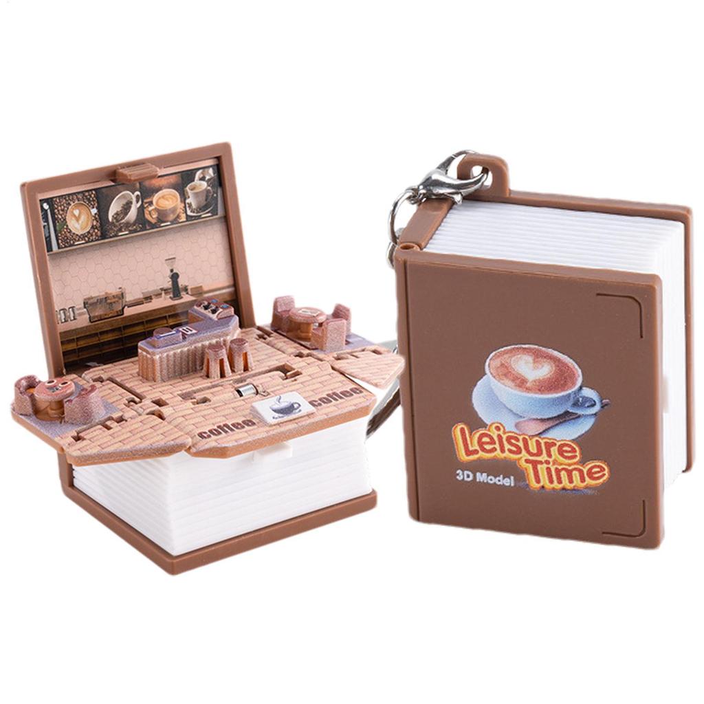 3D Book Key Chain หนังสือกาแฟออกแบบ 3D พับพวงกุญแจพับกาแฟหนังสือพวงกุญแจจี้น่ารักพวงกุญแจ antirtth
