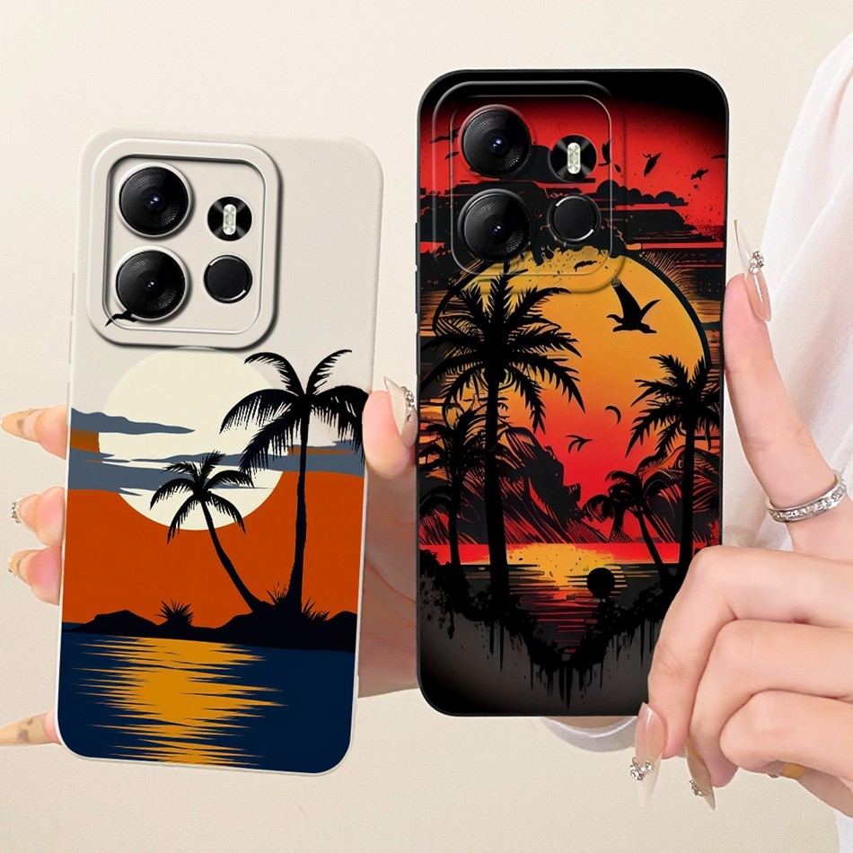 สําหรับ Tecno Spark Go 2023 BF7n เลนส์ป้องกันกรณี Tecno Spark Go 2023 แฟชั่น Dusk Beach ภาพวาดซิลิโค