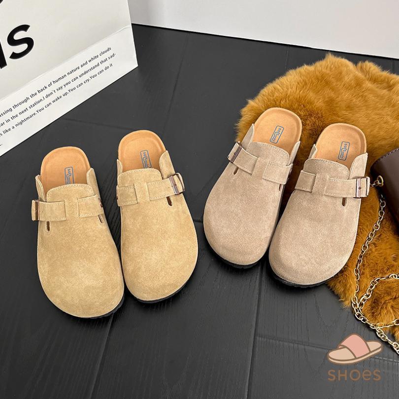 H-Retail Store รองเท้าลำลองสไตล์เรโทรสไตล์เกาหลี รองเท้าส้นแบน กลางแจ้งขี้เกียจ รองเท้าเบอร์เคนสตอค วัสดุหนังกลับ BB014 - รูปที่ 2