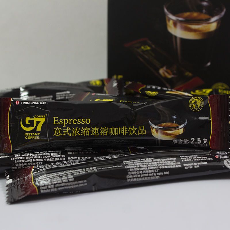 เวียดนามนำเข้า Zhongyuan G7 Pure Black Coffee Powder 37.5g Espresso Instant Coffee รวม 15 ซอง2025102