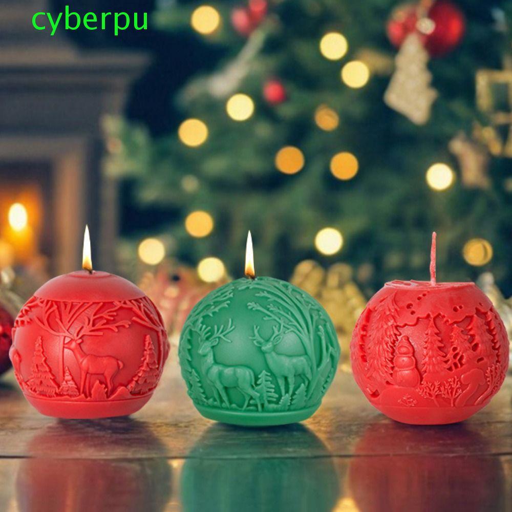 CYBERPULSE Christmas Ball Mold, 3D Christmas Tree Aromatherapy Candle Mold, Soap Mold Handmade Non-s