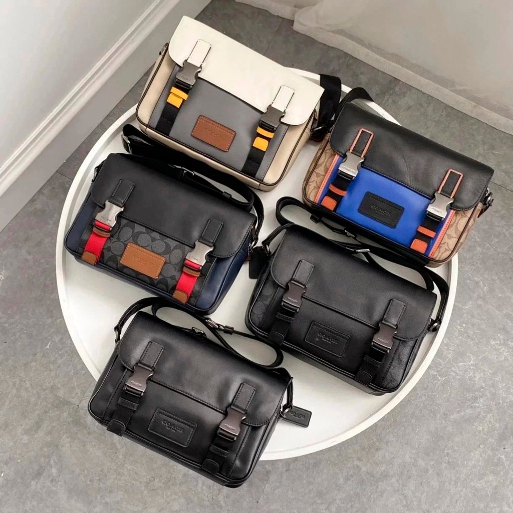 COACH/COACH Olay Mens Bag Classic Logo TRACK Crossbody Bag 2715 All Black. 2725 สีฟ้าและสีน้ําตาล C3