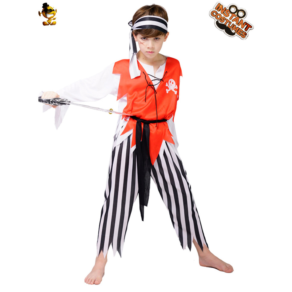 ฮาโลวีนเด็กชายโจรสลัดคอสเพลย์เวทีเครื่องแต่งกายโจรสลัดน้อยกัปตันประสิทธิภาพเครื่องแต่งกายคอสเพลย์ ไล