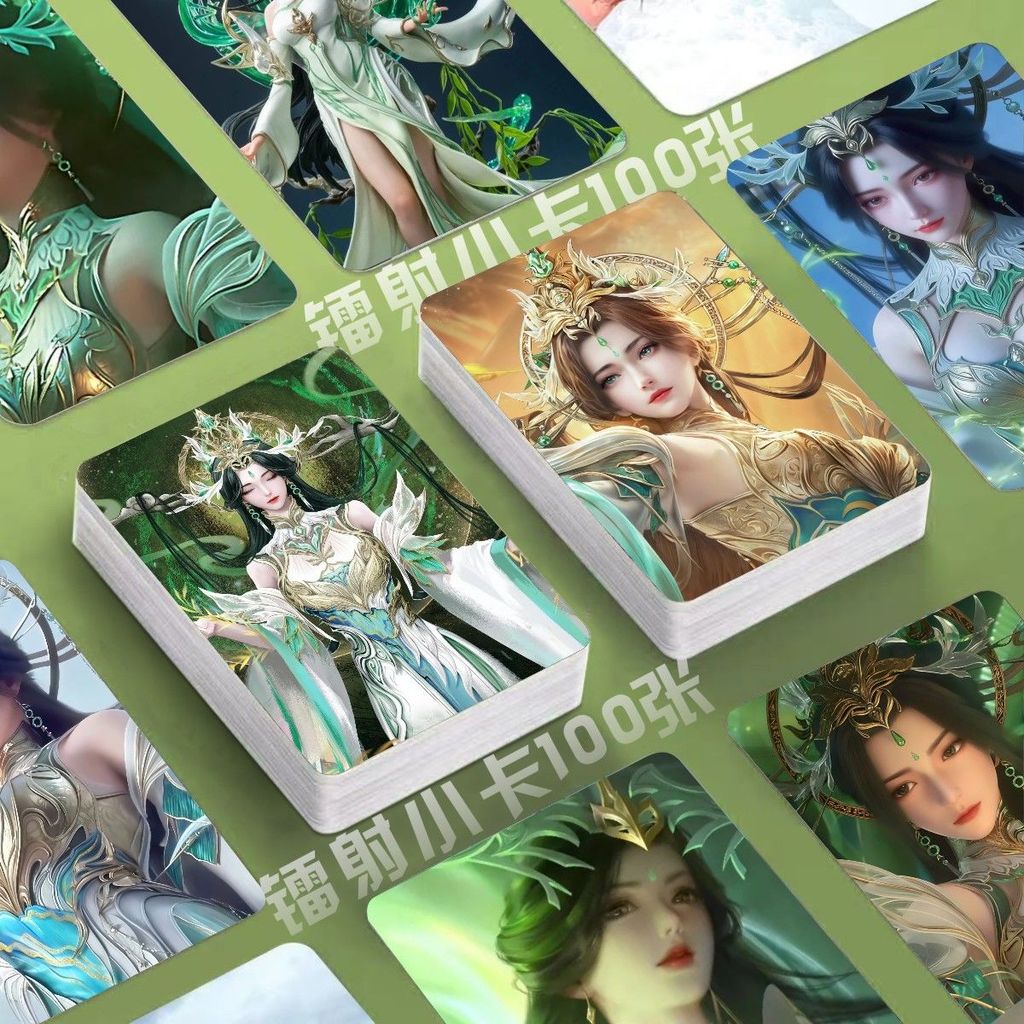 Liushen Merchanded Laser Photocards 100 ชิ้น Perfect World อะนิเมะภาพที่กําหนดเอง 10 ซม. การ์ด lomo 