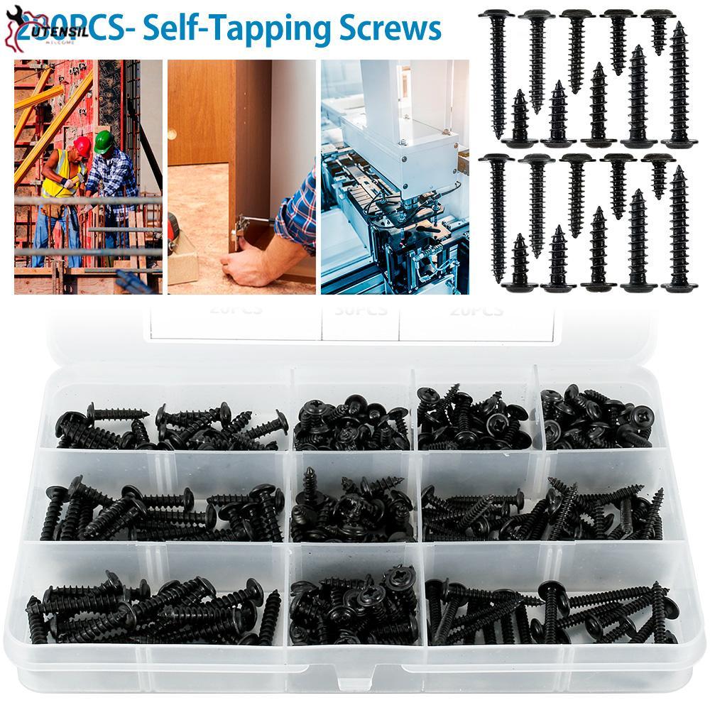 280pcs M3 M4 Self Tapping สกรู 8/10/12/16/20/25 มม.หัว Pan Phillips Self เจาะสกรู Assortment ชุด SHO