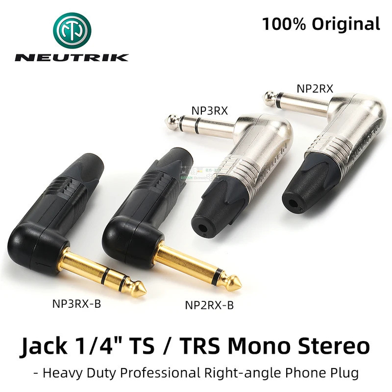 Neutrik แจ็ค 1/4 "6.35 มม.มุมขวา Heavy Duty ปลั๊กโทรศัพท์ NP2RX NP3RX NP2RX-B NP3RX-B Mono/Stereo สํ