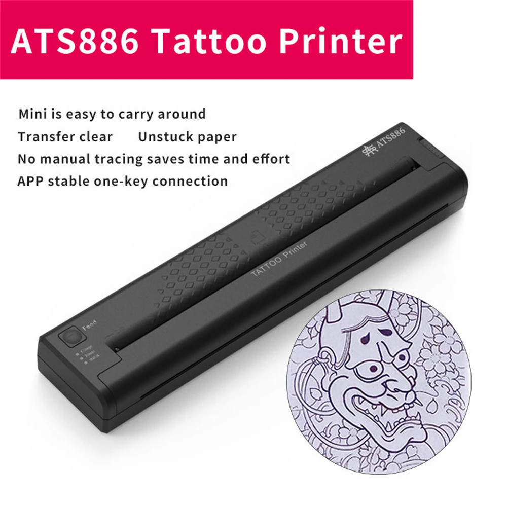 Yilong แบบพกพาความร้อน Tattoo Transfer เครื่องพิมพ์บลูทูธสมาร์ทเครือข่าย Stencil Maker Line Drawing 