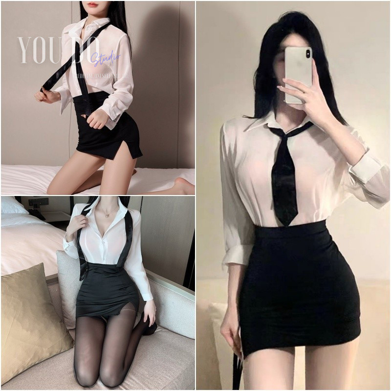 ผู้หญิง แฟชั่นสาว ชุดนักเรียน กระโปรง ชุดนักเรียนปาร์ตี้ ชุดเลขา💖🎀 shop YOUDO