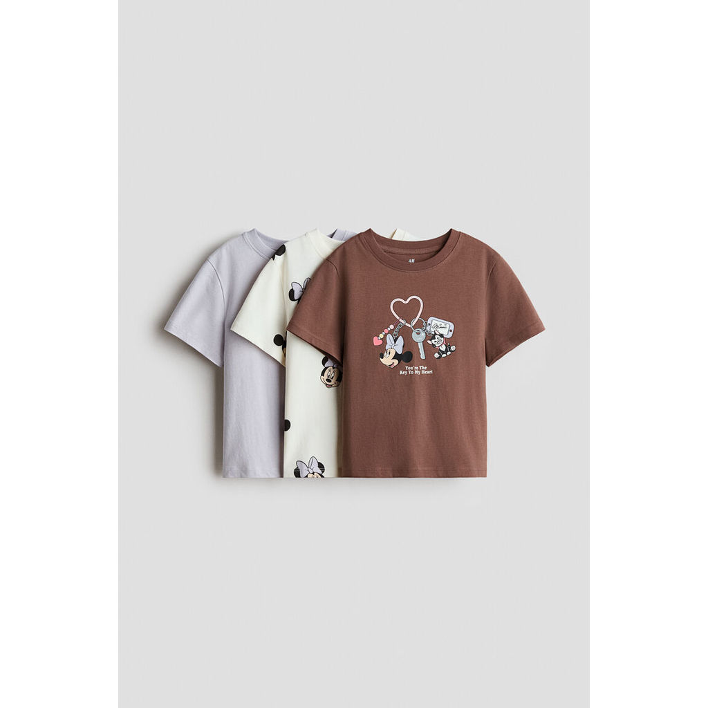 H&M(เอชแอนด์เอ็ม) เสื้อยืดผ้าฝ้ายพิมพ์ลาย 3 ตัวในชุด เด็กหญิง 1350054_2