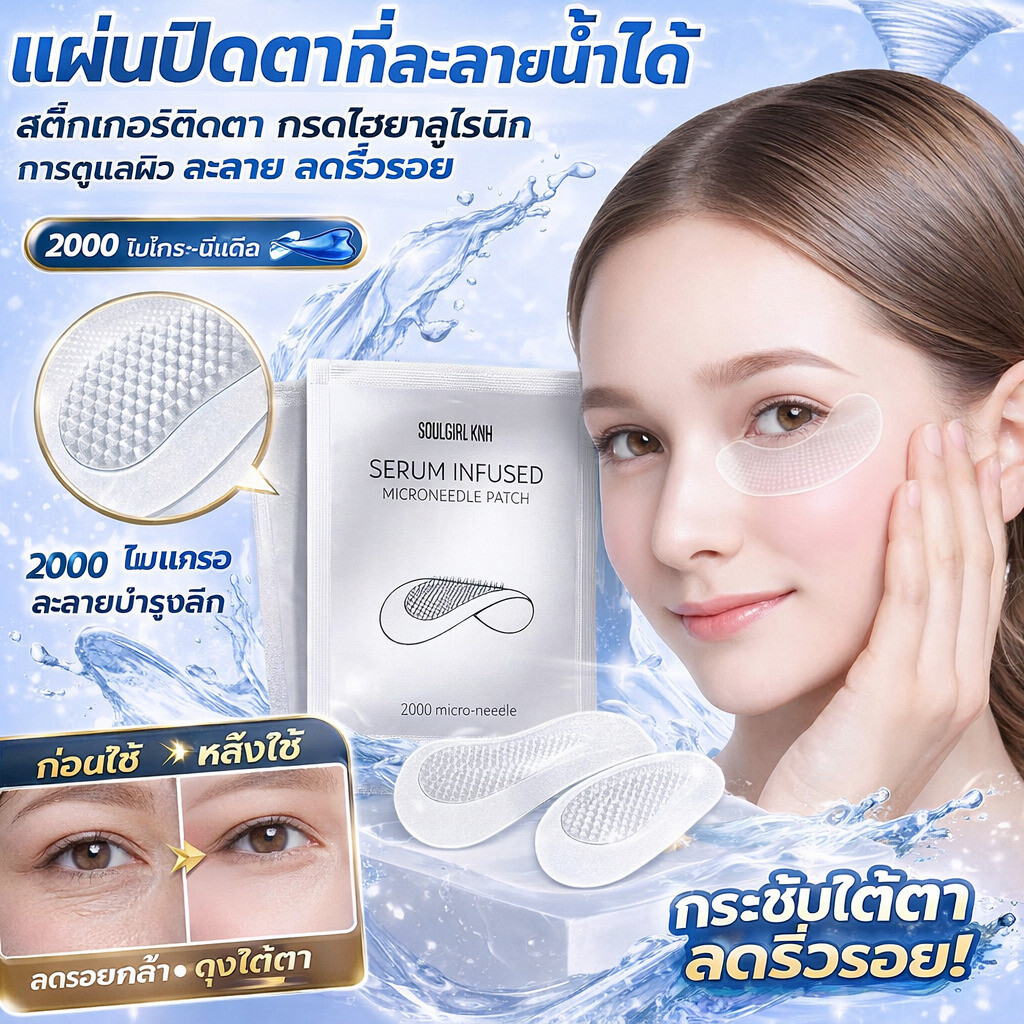 มาส์กตาไมโครนีดเดิลกระชับลดริ้วรอย แผ่นแปะ สำหรับริ้วรอยรอบดวงตา/ลดริ้วรอย/อายมาร์ค ลดตายับ คืนความไบร์ทให้ใต้ตา