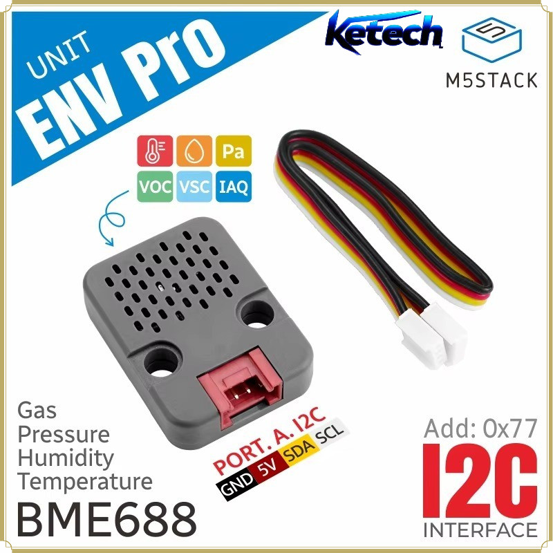 M5Stack ENV Pro Unit BME688 Multi-Sensor Module สําหรับอุณหภูมิความชื้นความดันและการตรวจจับก๊าซในโคร