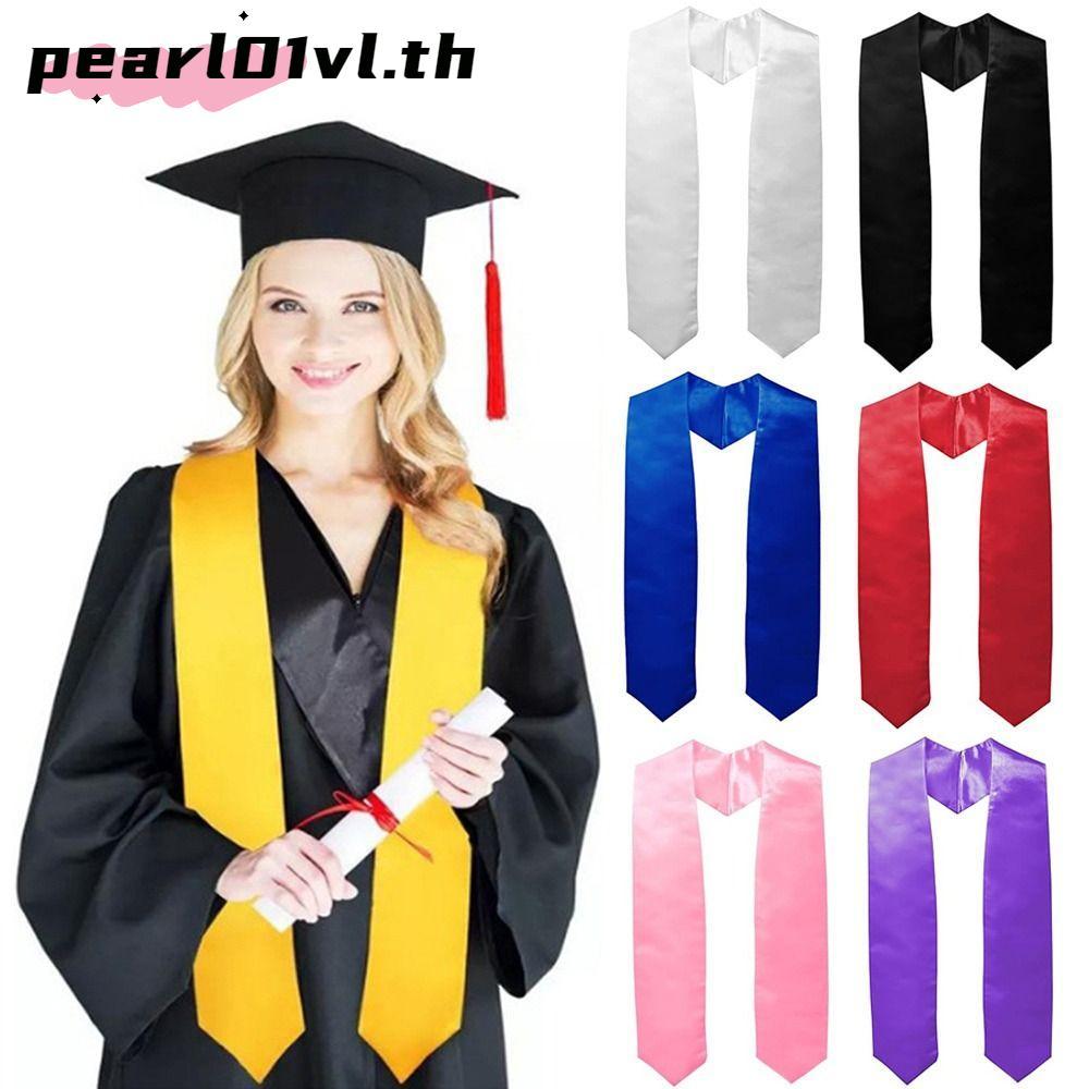 PEARL01 Graduation Stole Sash, Satin Plain Solid Color Honor Stole,ชุดสําเร็จการศึกษา